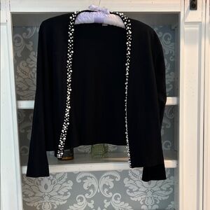Calvin Klein Black Cardigan with Pearl Accents